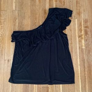 Lane Bryant Ruffle One Shoulder Top - Black Plus Size 22/24
